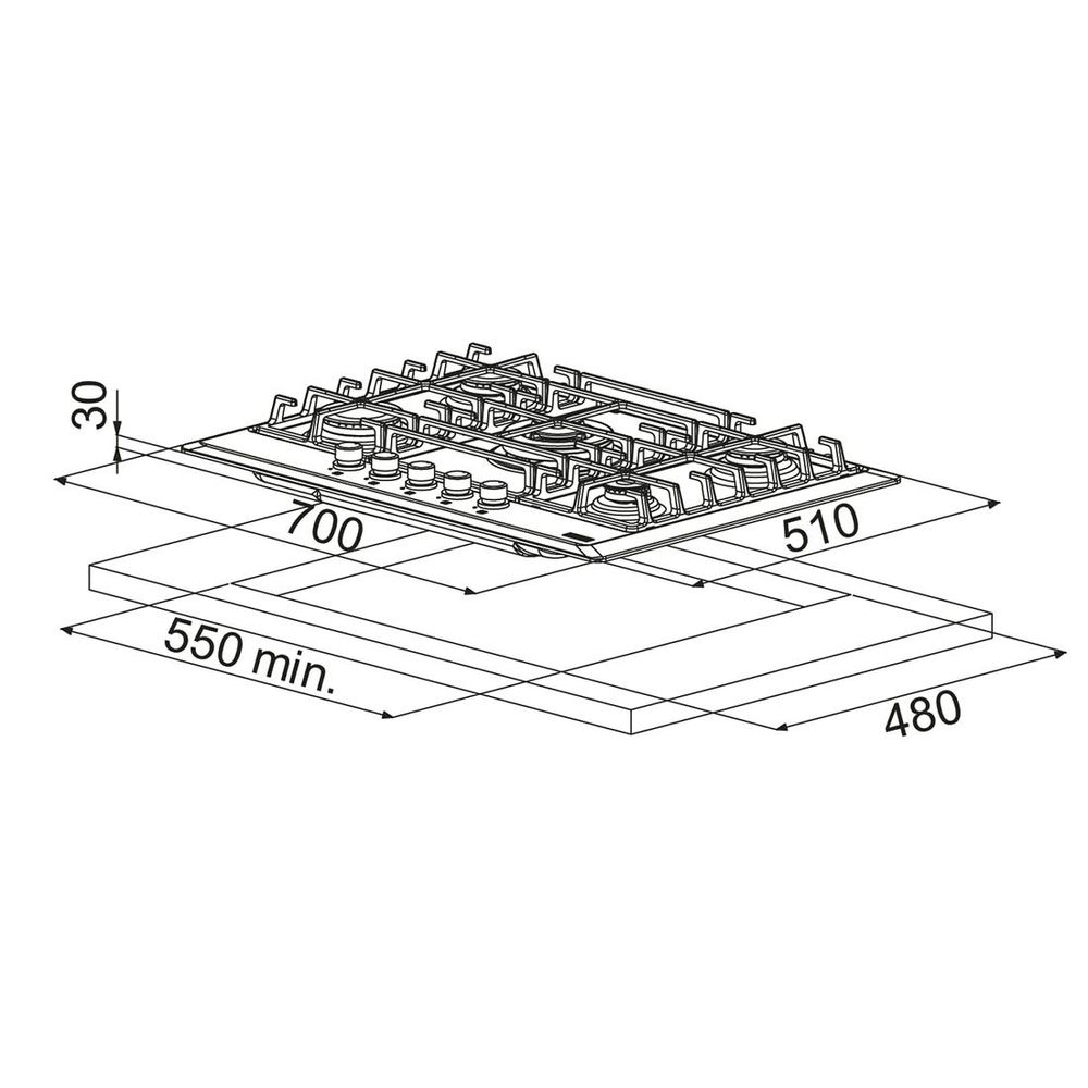 Cooktop a Gás Multicooking Inox Franke 70x51 com Kit de Conversão