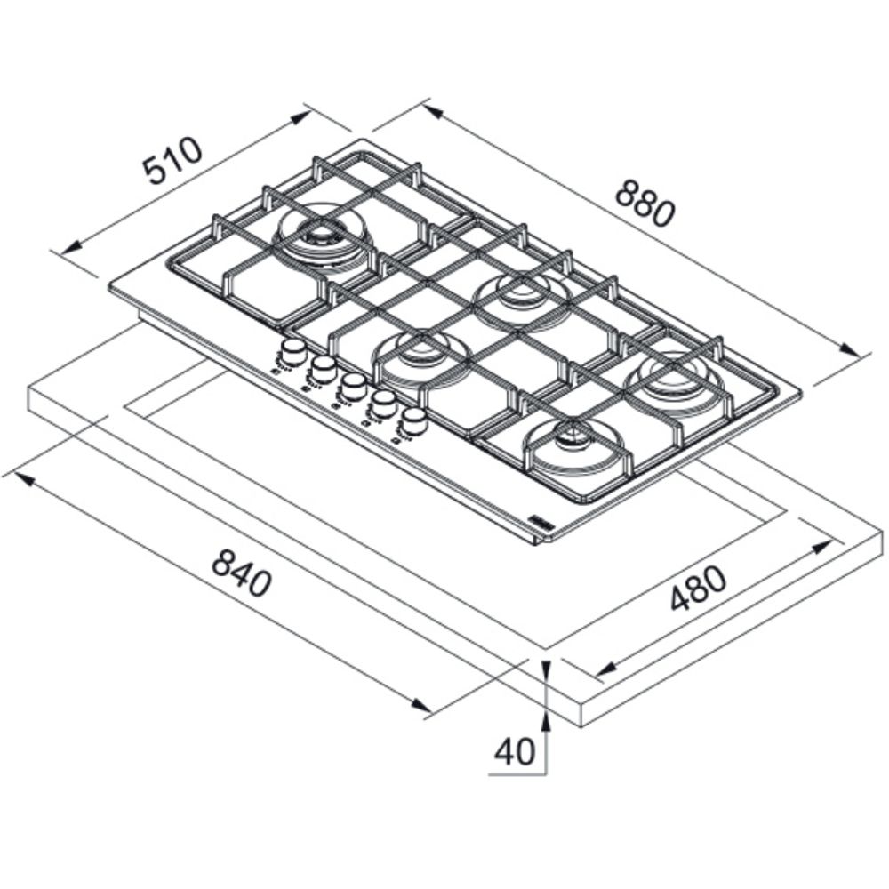 Cooktop a Gás Inox Franke 51x88 c/ 5 Queimadores lojafranke
