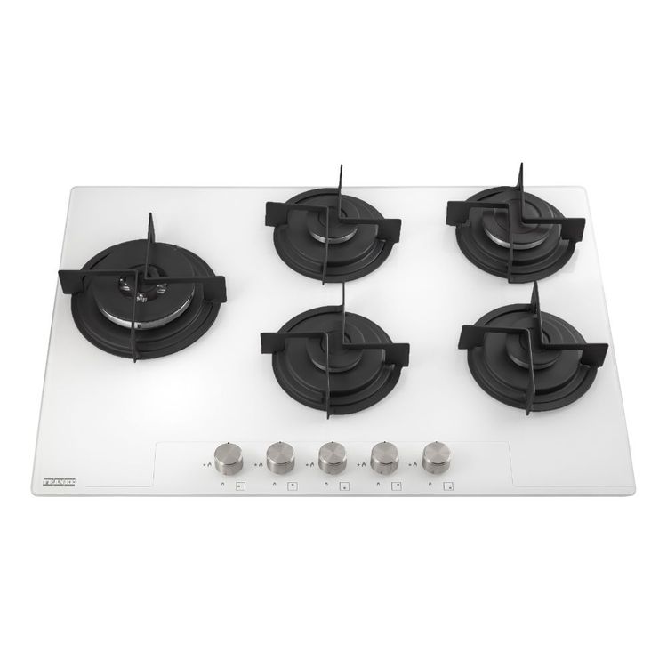 Cooktop a Gás Glass Pure White Franke 75x52 c/ 5 Queimadores lojafranke